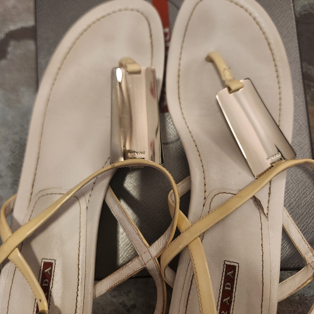 Prada Women's White and Cream Sandals